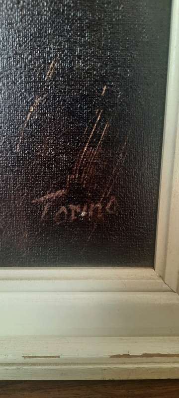 Large Mid Century `Gypsy Girl` oleograph by Torino