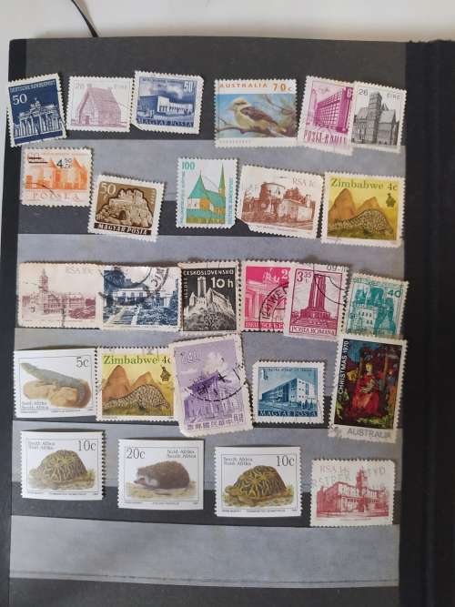 Stamp Collection including book (Approx. 60 used Stamps)