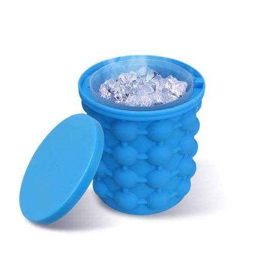 Ice Cube Maker Genie Ice Bucket - Blue