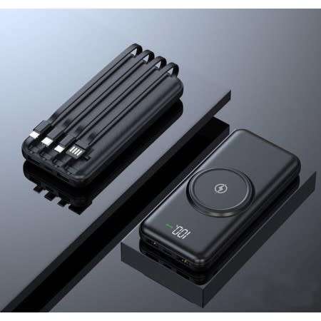 10000mAh Power Bank with 4 Built-in Cables + Wireless Charging Q-CD667 (ANDOWL)