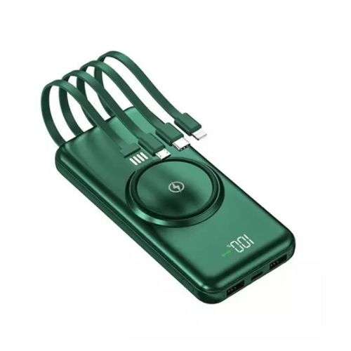 10000mAh Power Bank with 4 Built-in Cables + Wireless Charging Q-CD667 (ANDOWL)