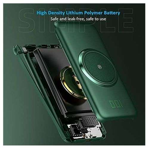 10000mAh Power Bank with 4 Built-in Cables + Wireless Charging Q-CD667 (ANDOWL)