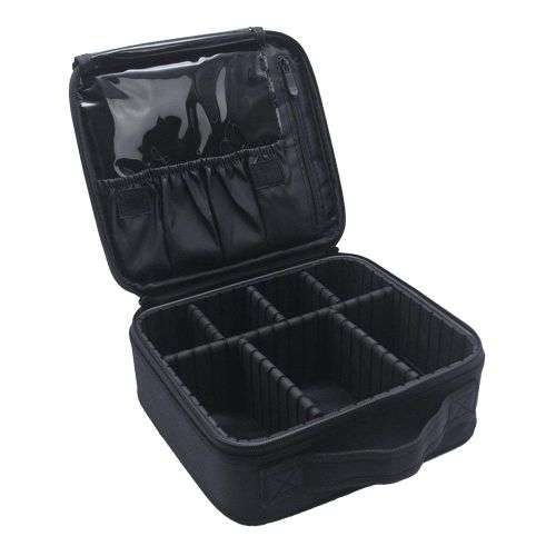 Makeup Storage Case with Adjustable Dividers and Shoulder Strap