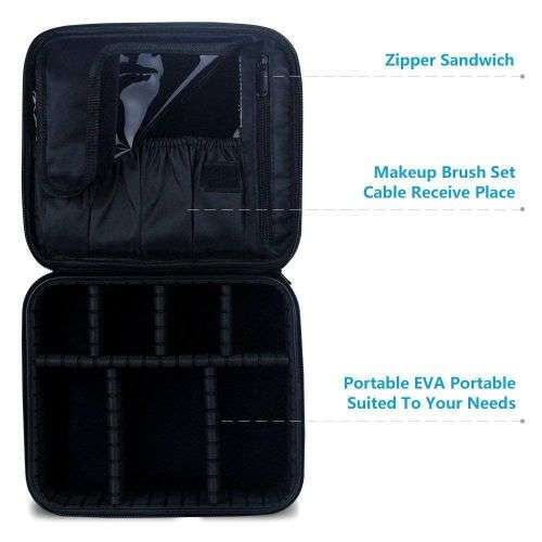 Makeup Storage Case with Adjustable Dividers and Shoulder Strap
