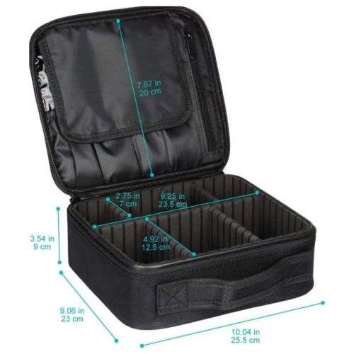 Makeup Storage Case with Adjustable Dividers and Shoulder Strap