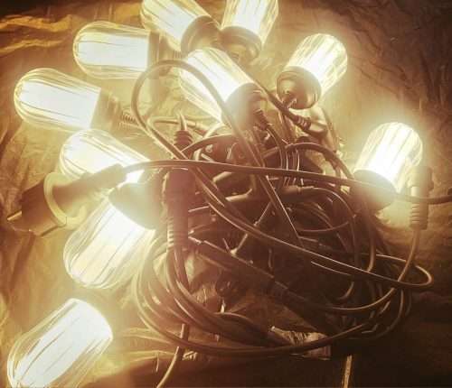 Loofah String With Hooks Warm White Lights 10 Bulbs, With Extension Port 220V 5M