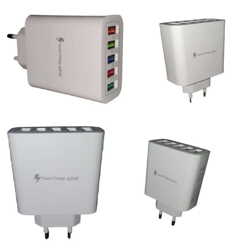 48W Charger Plug - 4 USB Ports & 1 Type C Port