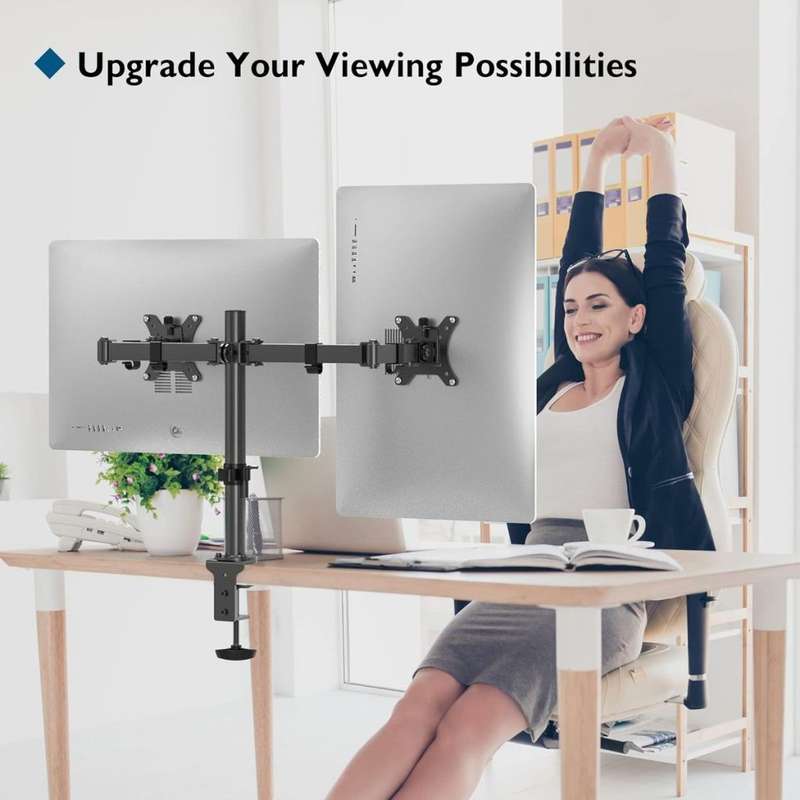 Dual Arm Desktop Monitor Clamp Stand