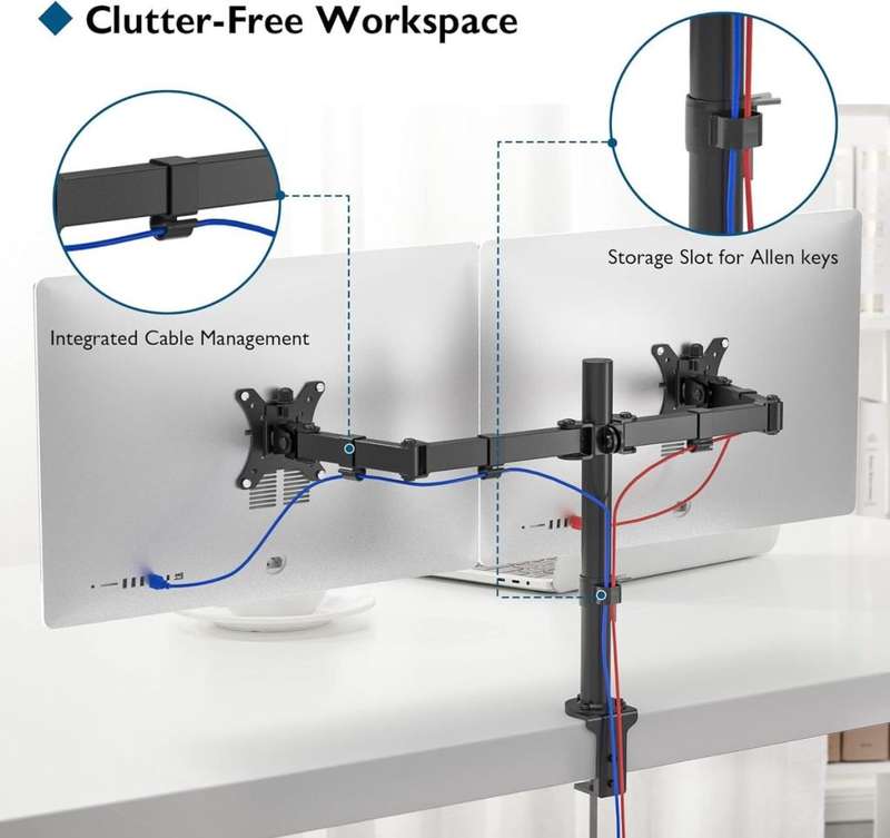 Dual Arm Desktop Monitor Clamp Stand