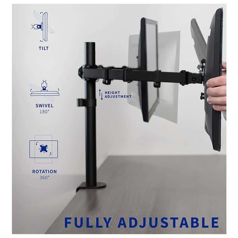 Dual Arm Desktop Monitor Clamp Stand