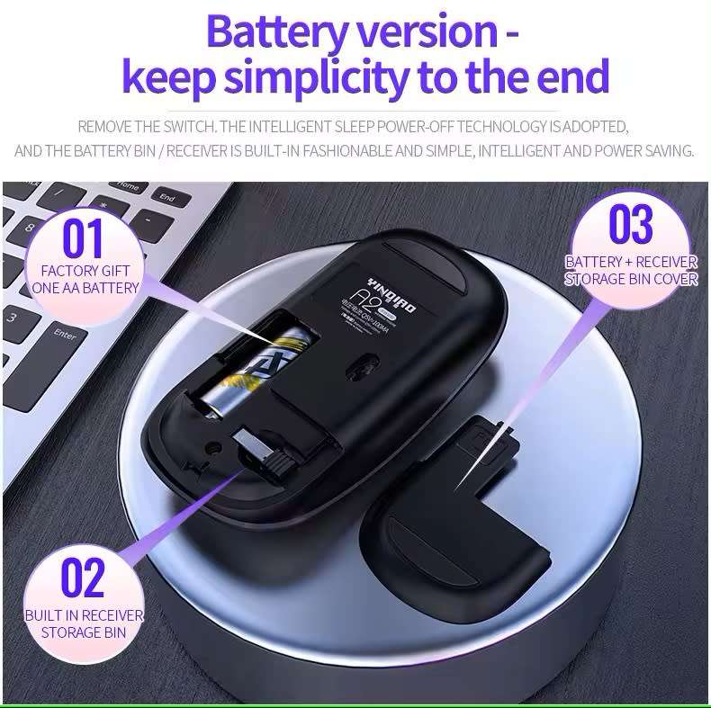 Ultra-thin Rechargeable LED Colourful Wireless Mouse
