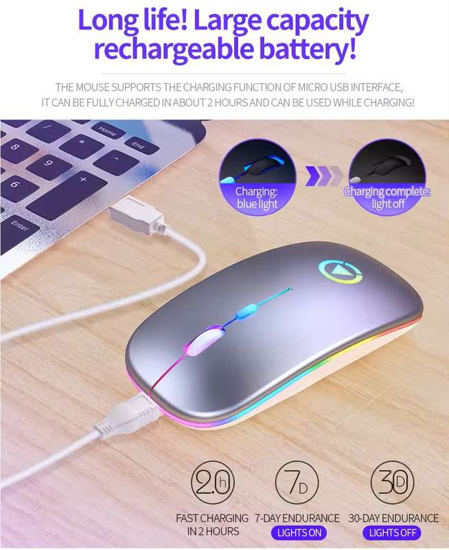 Ultra-thin Rechargeable LED Colourful Wireless Mouse