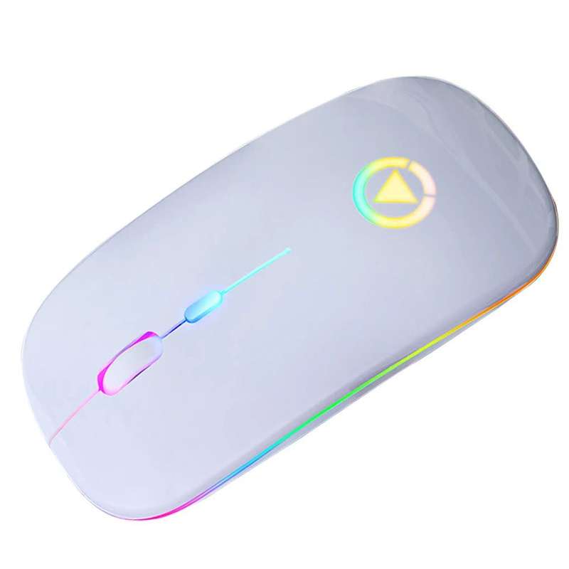 Ultra-thin Rechargeable LED Colourful Wireless Mouse - White