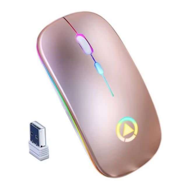 Ultra-thin Rechargeable LED Colourful Wireless Mouse - Rose Gold