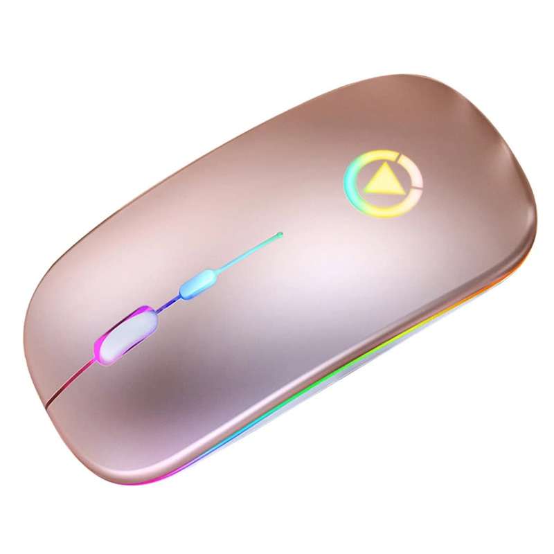 Ultra-thin Rechargeable LED Colourful Wireless Mouse - Rose Gold