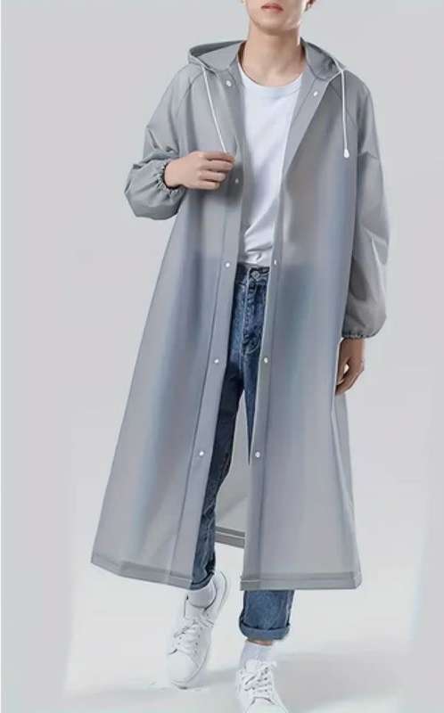 Waterproof & Windproof Adult Raincoat - Grey