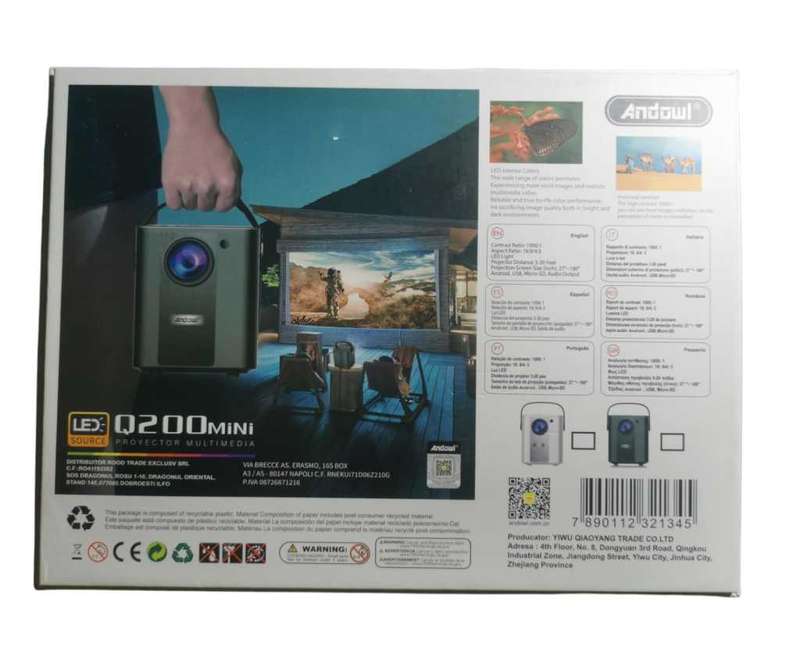 Andowl Q200 Mini Multimedia Smart 4K Full HD Wifi Projector  Black