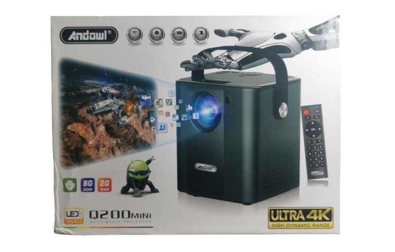 Andowl Q200 Mini Multimedia Smart 4K Full HD Wifi Projector  Black
