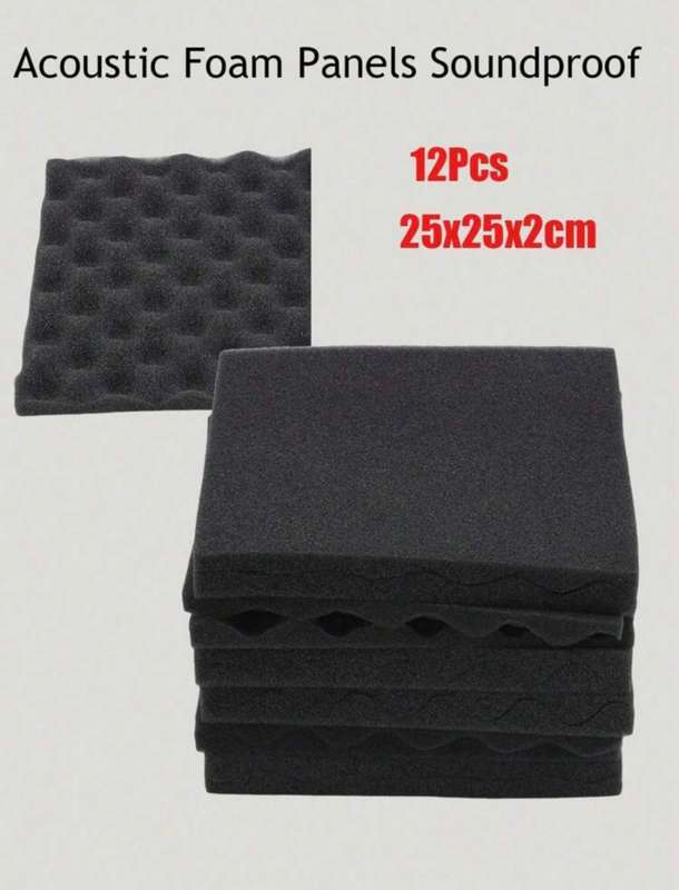 Black Acoustic Soundproofing Foam Wall Panels - 12 Pack