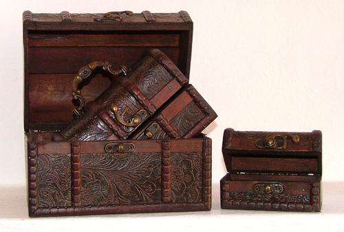 Wood Hand Crafted Jewellery Trinket Box Set