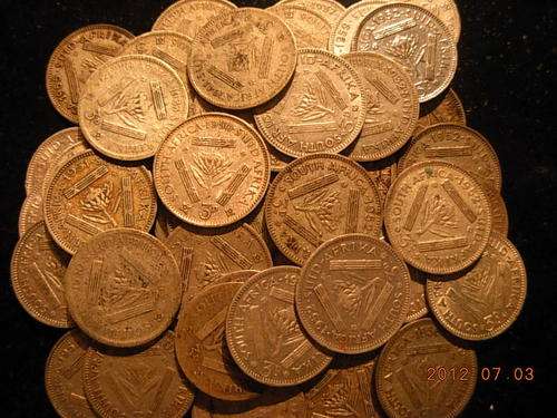 51x tickeys/ threepence coins , bid per coin.