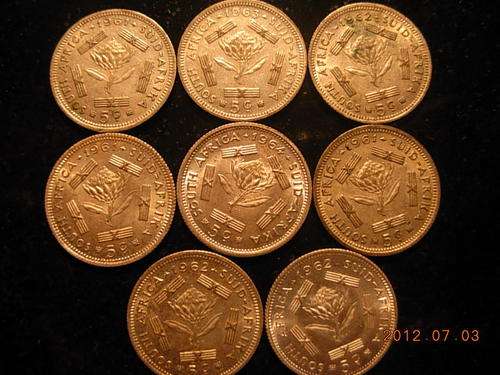 8x silver 5c coins 1961 to 1964