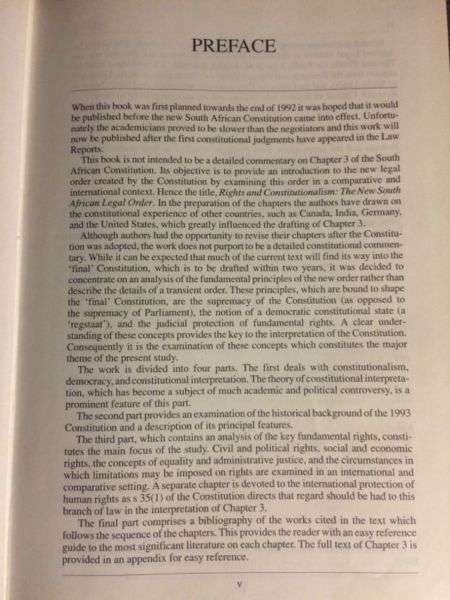 Rights and Constitutionalism: The New South African Legal Order ~ Van Wyk 1994 First Edition Scarce