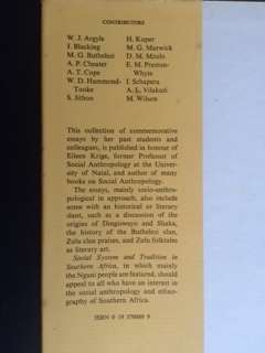 Social System and Tradition in Southern Africa ~ Essays in Honour of Eileen Krige