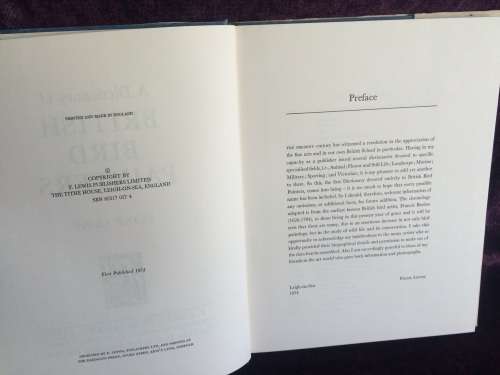 A Dictionary of British Bird Painters by Frank Lewis | Hard Cover w Dust Jacket First Edition 1974