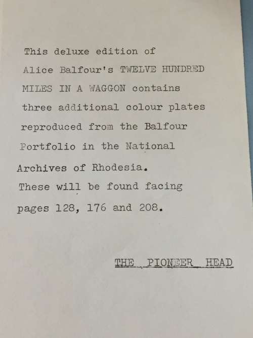 Twelve Hundred Miles in a Waggon by Alice Blanche Balfour - 1970 Collectors Edition | Good condition