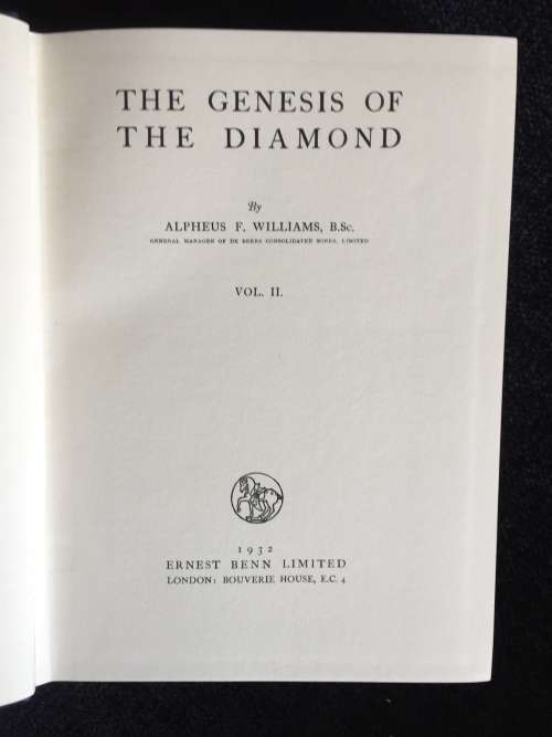 The Genesis of the Diamond by Alpheus F Williams | Excellent Condition