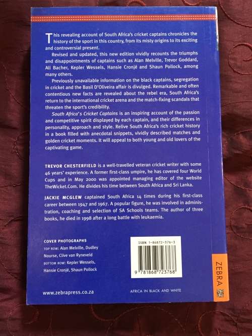 South Africa`s Cricket Captains by Trevor Chesterfield and Jackie McGlew  2nd Ed