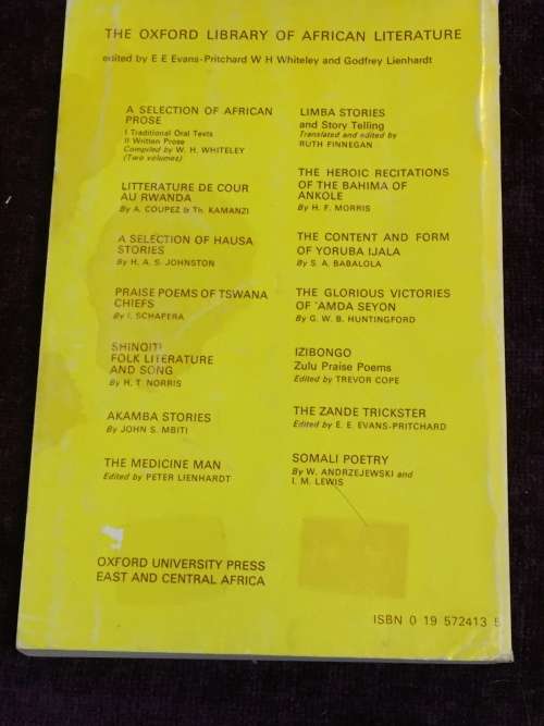 Oral Literature in Africa by Ruth Finnegan | Oxford Library of African Literature 1976