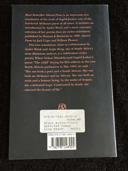 Black Butterflies ~ Selected Poems by Ingrid Jonker