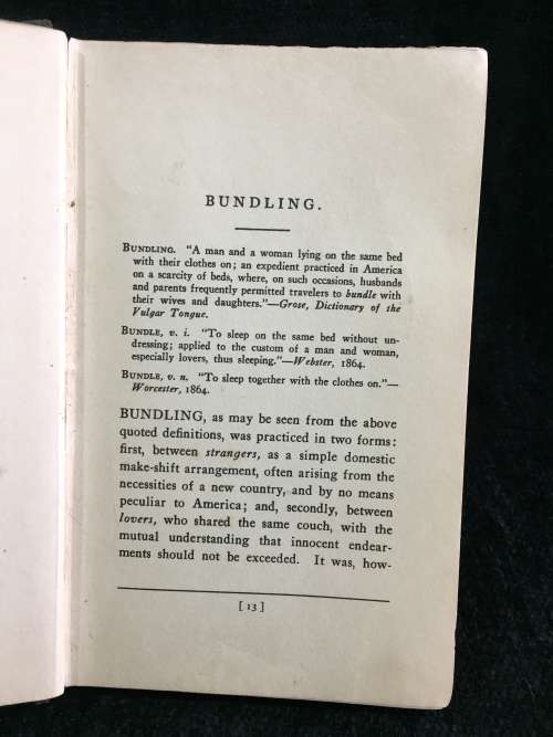 Bundling: Its Origin, Progress And Decline In America By Henry Reed Stiles