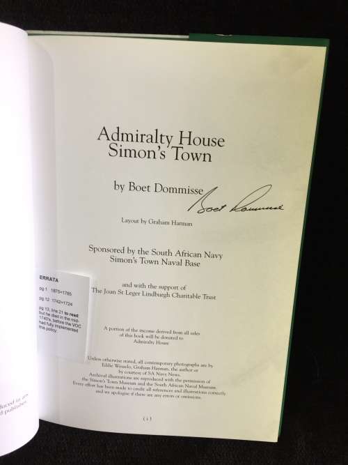 Admiralty House Simon`s Town by Boet Dommisse. Signed copy. Limited Edition 1200 printed