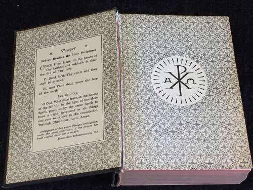 Vintage 1957 New Catholic Edition Holy Bible Hardcover Book Old + New Testament