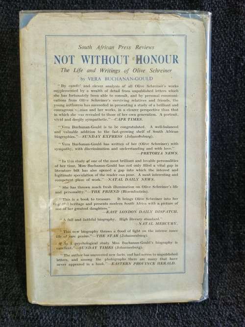 Not Without Honour: The Life and Writings of Olive Schreiner by Vera Buchanan-Gould