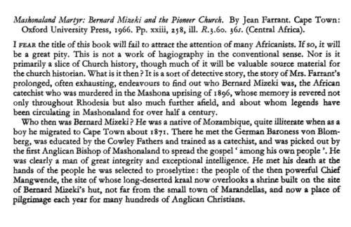 Mashonaland Martyr - Bernard Mizeki and the Pioneer Church by Jean Farrant | Rhodesiana