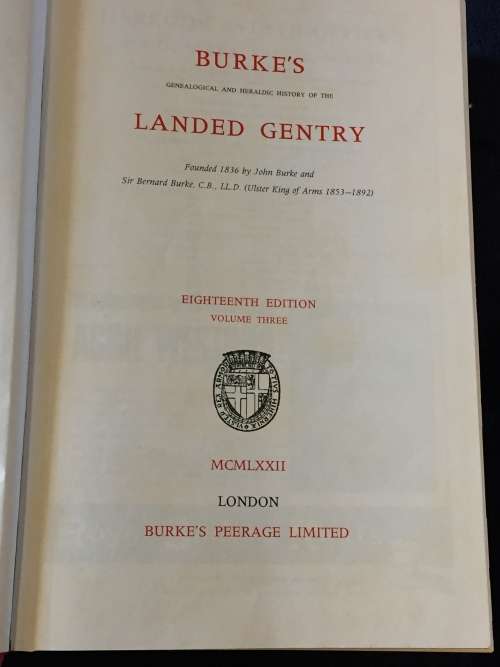 Burke`s Landed Gentry Volume 3