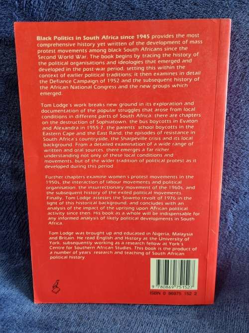 Black Politics in South Africa Since 1945 by Tom Lodge