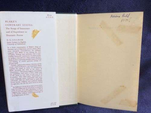 Blakes Contrary States: The `Songs of Innocence and of Experience` as Dramatic Poems by DG Gillham