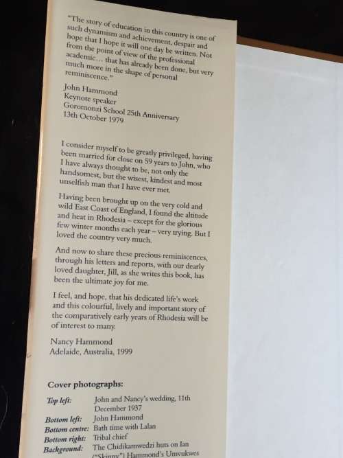 Beloved African by Jill Baker Signed Copy re John Hammond | Rhodesiana