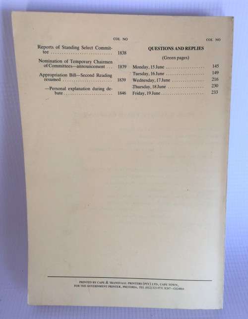 Debates of the House of Assembly Fifth Session Eighth Parliament 15 to 19 June 1987