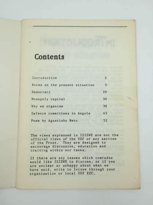 Isizwe The Nation by UDF | Journal of the United Democratic Front Vol 1 No 4 March 1987 SCARCE
