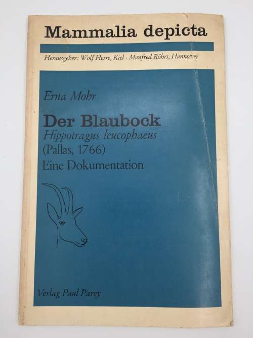 Der Blaubock Hippotragus Leucophaeus by Dr Erna Mohr | Pallas 1766 | German