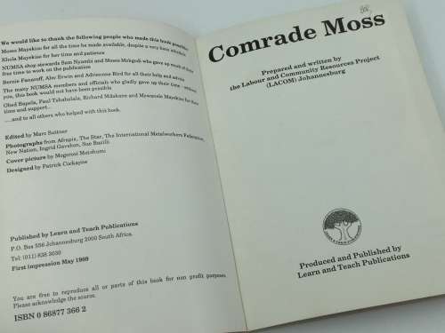 Comrade Moss [Moses Mayekiso] Forward to Socialism by Suttner