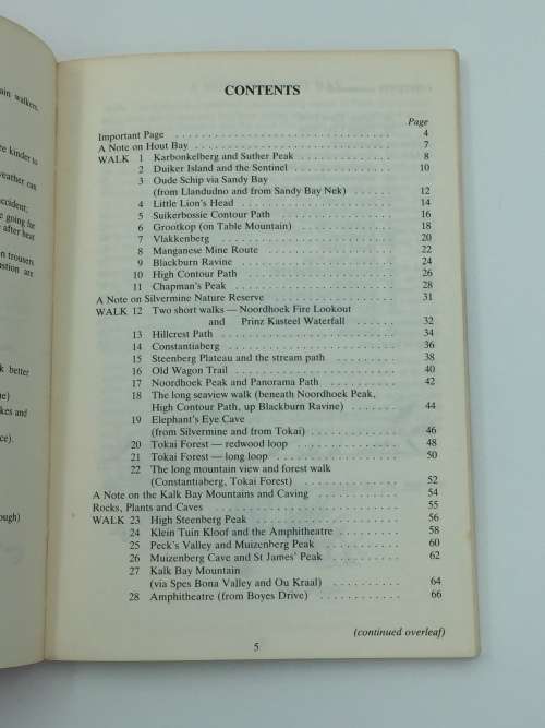 A Walking Guide for the Hout Bay to Simon`s Town Mountains by Shirley Brossy