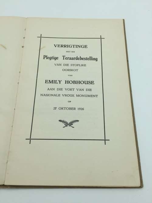 Tot Nagedagtenis van Emily Hobhouse deur Dr N J Van Der Merwe