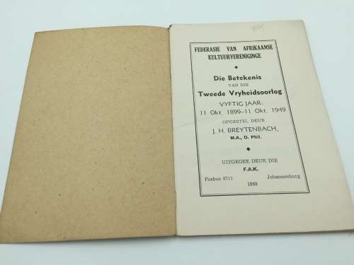 Die Betekenis van die Tweede Vryheidsoorlog deur J H Breytenback